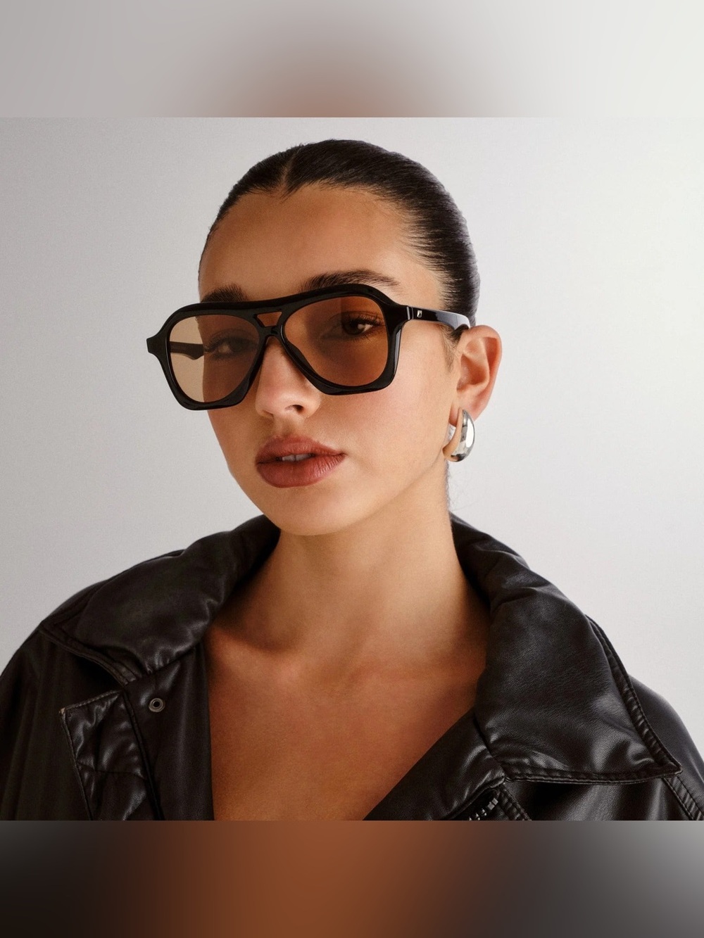 Drizzle Black Unisex Aviator - Black/Light Brown